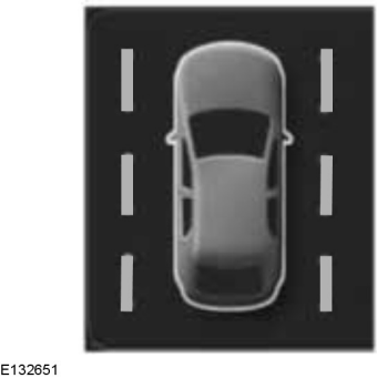 Se muestra una hilera de marcas de carril a cada lado del gráfico del vehículo.