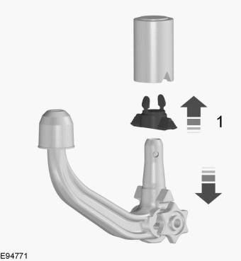 1. Desmonte el brazo de remolcaje. 2. Introduzca el tapón en su posición (1).