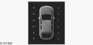 Se muestra una hilera de marcas de carril a cada lado del gráfico del vehículo.